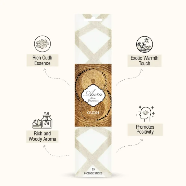 Aura Oudh Incense Sticks Sleeve Pack (25 Sticks) - Image 2