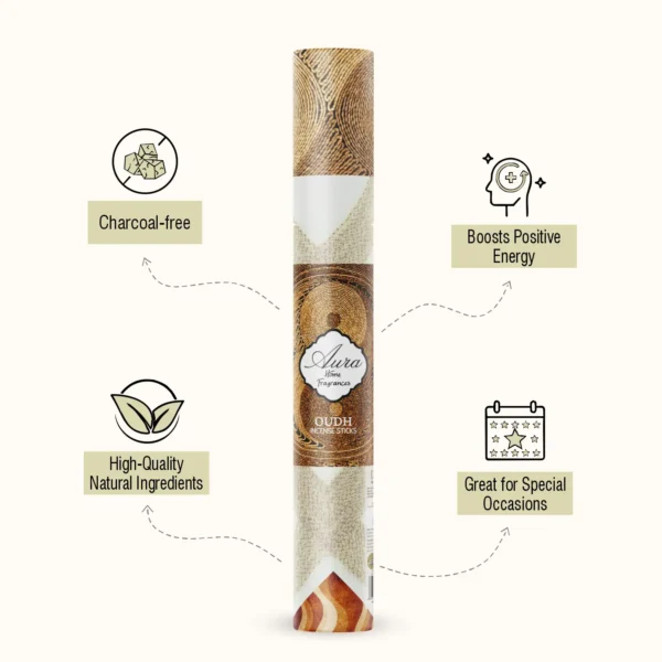 Aura Oudh Incense Sticks Tube Pack (40 Sticks) - Image 2