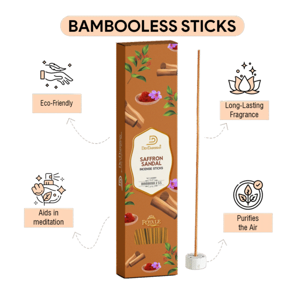 Saffron Sandal Bambooless Incense Sticks (40 Sticks) - Image 2