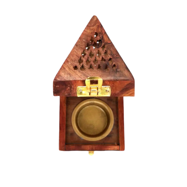 Pyramid Wooden Incense Holder for Bakhoor, Sambrani and Incense Cones - Image 2