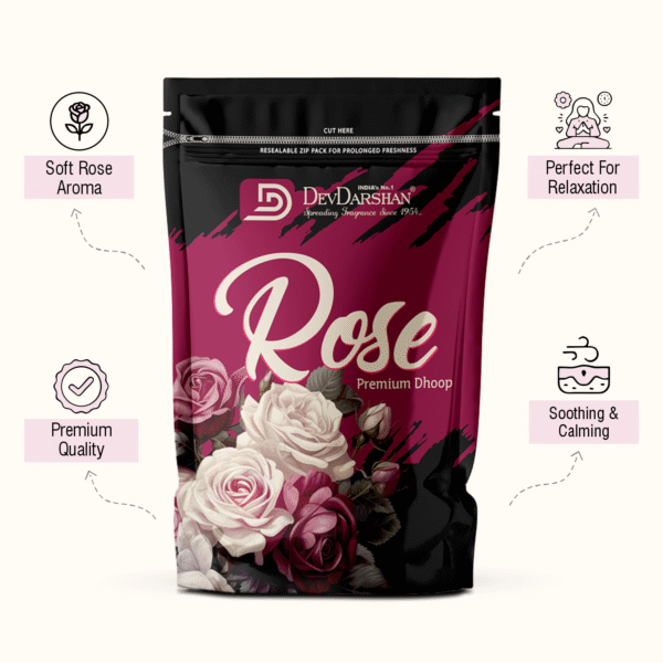 Rose Premium Wet Dhoop Sticks Zip Pack (20 Sticks) - Image 2